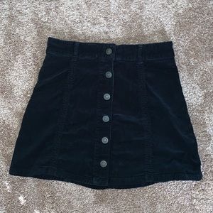 American Eagle black corduroy snap button skirt
